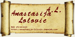 Anastasija Lolović vizit kartica